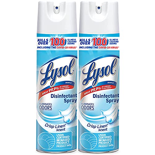 Lysol Disinfectant, Sanitizing and Antibacterial Spray, Crisp Linen, 19 Fl. Oz (Pack of 2)