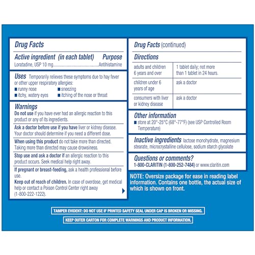 [100 Ct] Claritin 24hr Non-Drowsy Allergy Relief, Loratadine Tablets