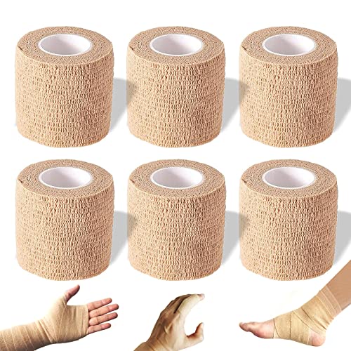 Self Adhesive Bandage Wrap, 2 inches x 5 Yards, 6 Pack, Self Adhering Bandage Wrap