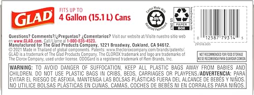 Glad Trash Bags, Small Garbage Bags, 4 Gallon Lemon Fresh Scent - 34 / 80 Ct