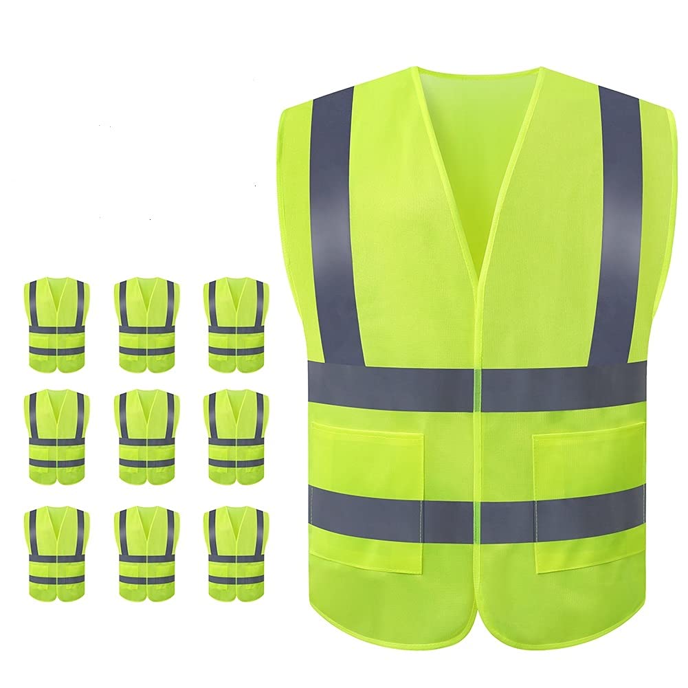 [10 Packs] High Visibility Safety Vest, ANSI Class 2 Security Vest