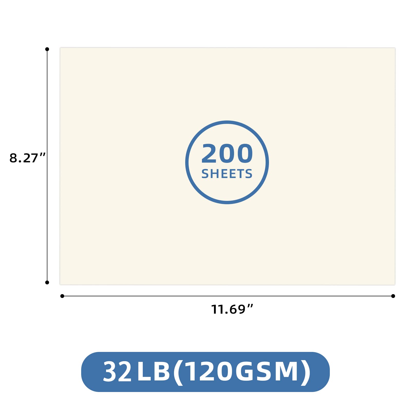200 Sheets Printer Paper 32 lb/120 gsm Stationery Paper, Laser & Inkjet Printer Compatible (Black/Ivory/White)