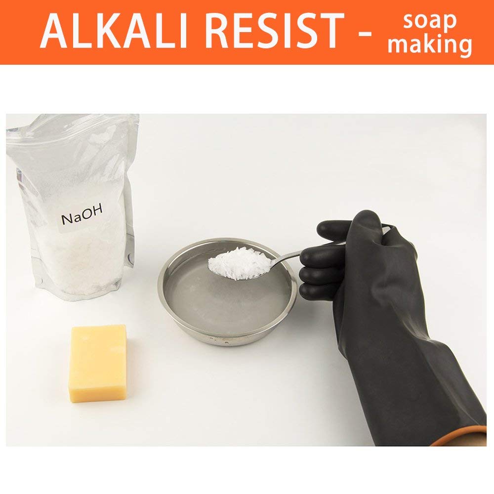 [1 Pair] Heavy Duty Latex Gloves, Resist Strong Acid, Alkali and Oil