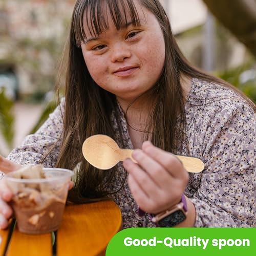[100 CT] Disposable Wooden Cutlery Spoons, 6.25 Inch Length
