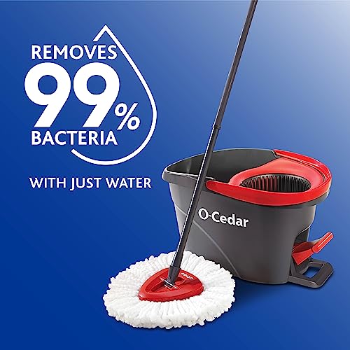 EasyWring Microfiber Spin Mop, Bucket Floor Cleaning System, Red, Gray