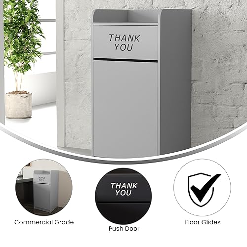 Flash Furniture Wood Tray Top Receptacle, Set of 1, Black