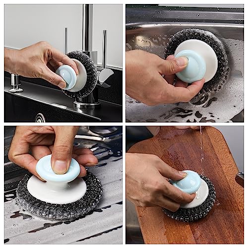 Dish Scrubber Brush with Handle, (3 Pack)