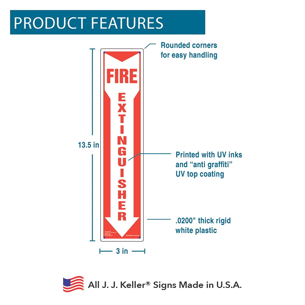 Fire Extinguisher Sign with Vertical Red & White Down Arrow 5-pk