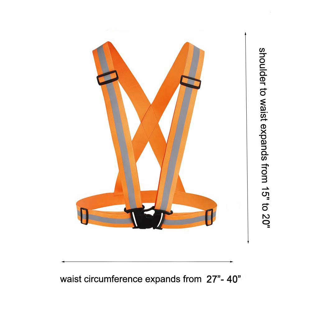 [2 Packs] Hi-Vis Adjustable Safety Sash Belts with Reflective Straps