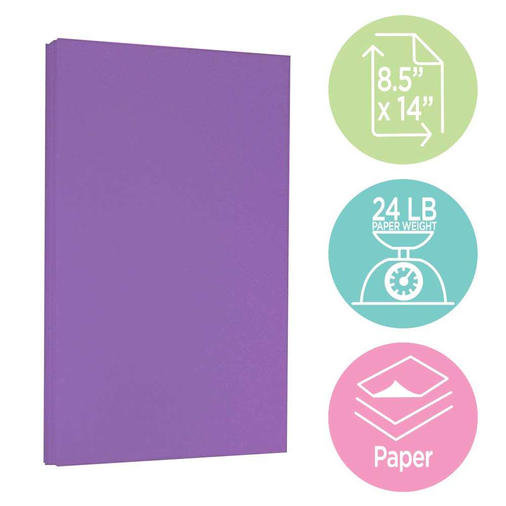 JAM PAPER Legal Colored 24lb Paper - 8.5 x 14 - Recycled - 100 Sheets/Pack