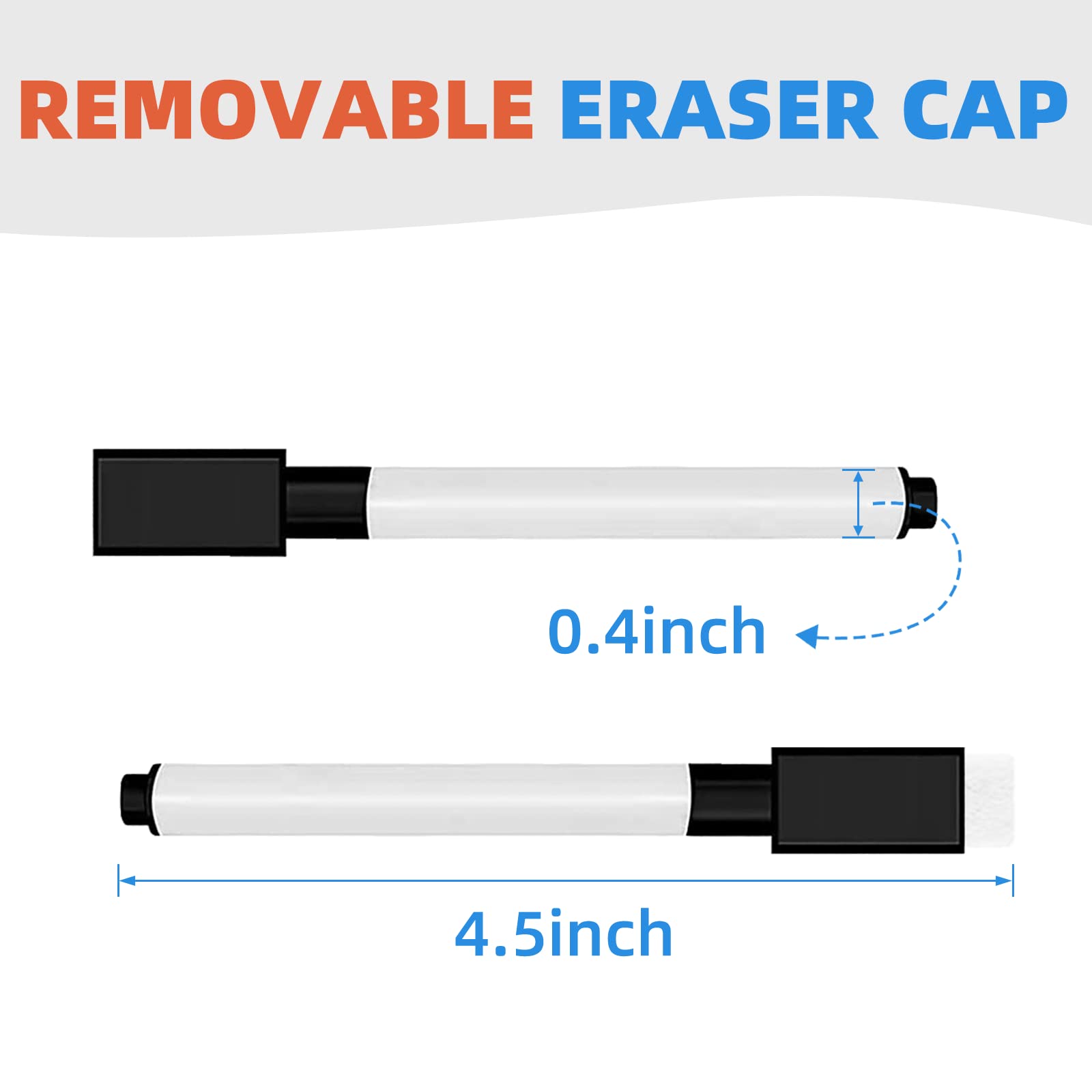 [72 PCS] Black Magnetic Dry Erase Markers with Eraser Cap