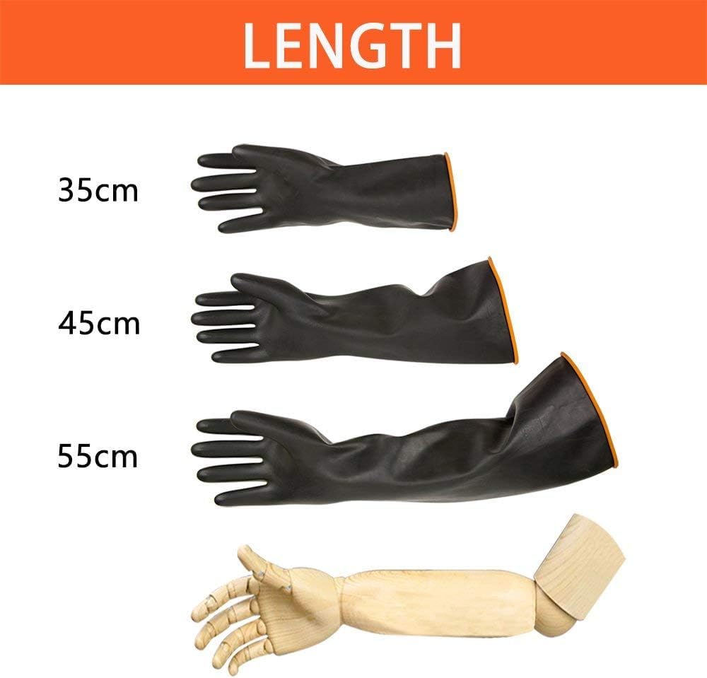 [1 Pair] Heavy Duty Latex Gloves, Resist Strong Acid, Alkali and Oil