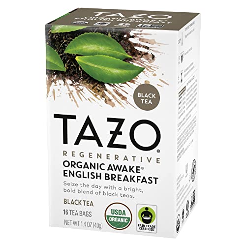 [96 Bags] Black Tea, Regenerative Organic Awake English Breakfast Tea, 16 tea bags x 6 boxes