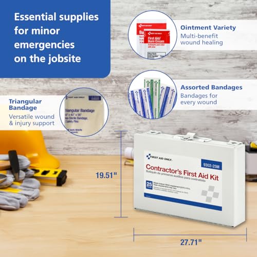 First Aid Only 9302-25M 25-Person Contractor's Emergency First Aid Kit, 178 Pieces