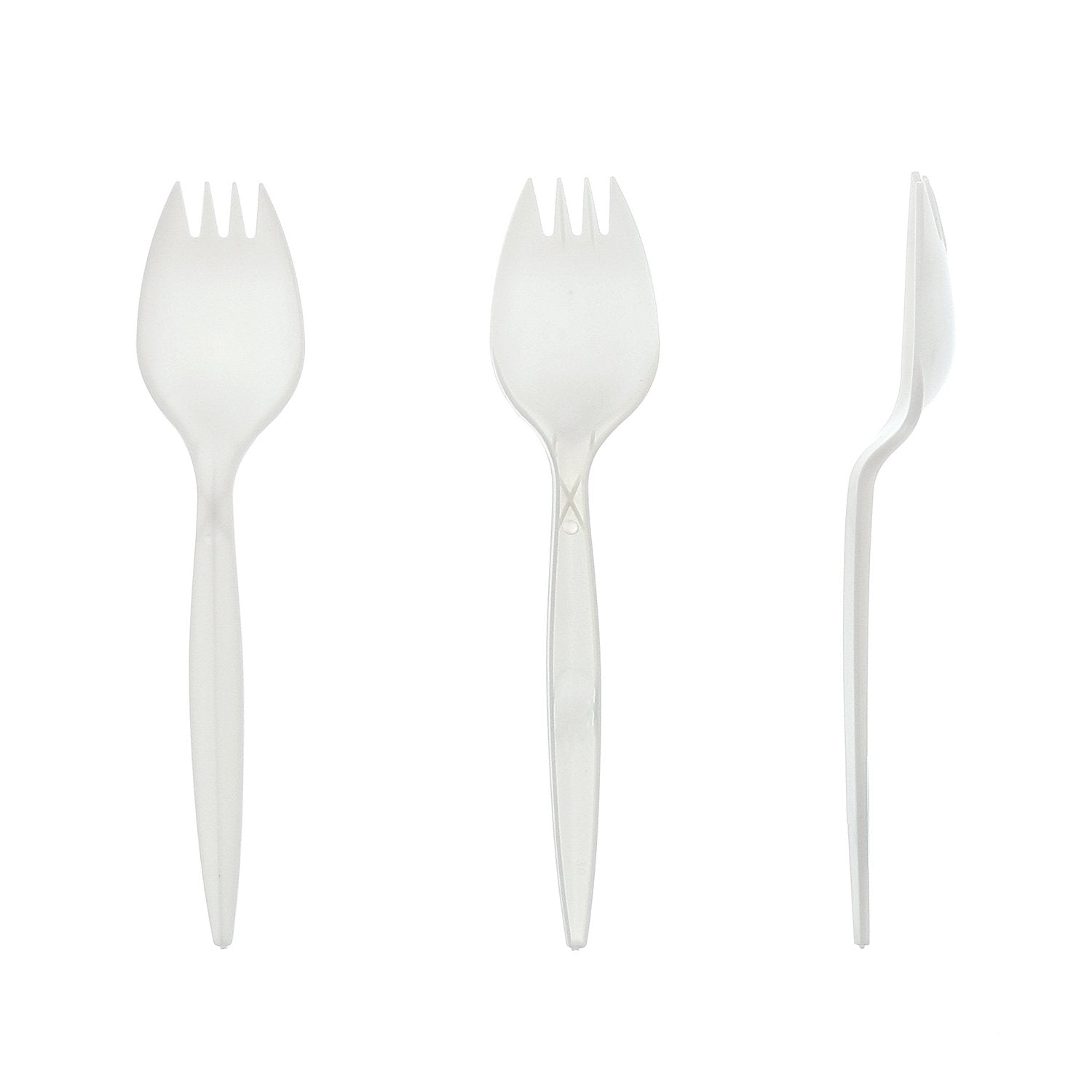 [1000 PCS] Polypropylene Sporks, White, Individually Wrapped