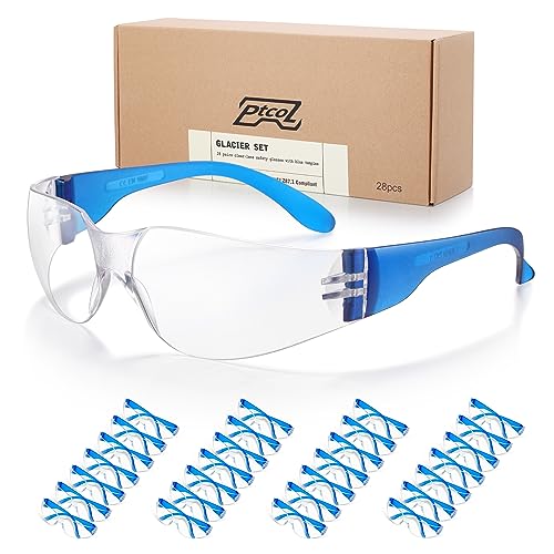 [28 PCS] Safety Glasses (Bulk Pack of 24+4) with ANSI Z87.1 Certified