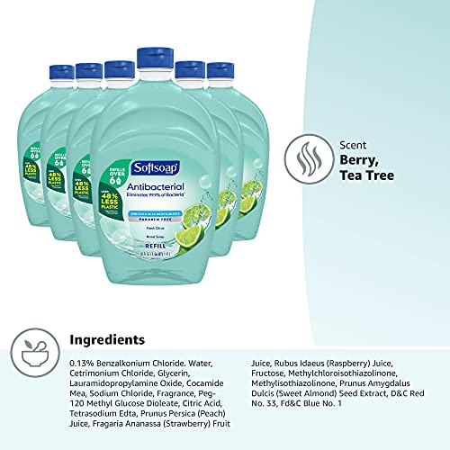 Softsoap - Liquid Hand Soap Refill, White Tea and Berry Fusion, 50 Ounce Bottle, Pack of 6