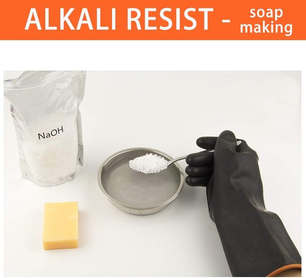 [1 Pair] Heavy Duty Latex Gloves, Resist Strong Acid, Alkali and Oil