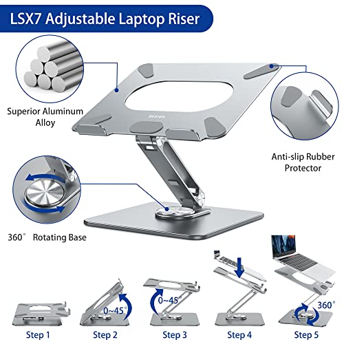 [1 PC] Ergonomic Adjustable Laptop Stand with 360° Rotating Base