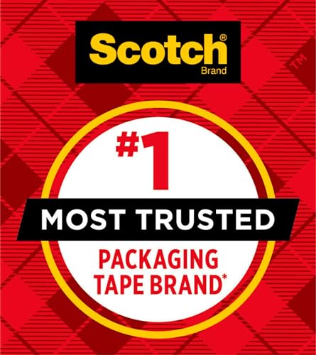 Scotch Heavy Duty Packaging Tape, 1.88 x 54.6 yd, 3" Core, Clear, 1 Roll w/Dispenser (3850-2ST)