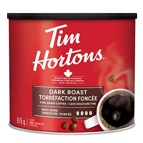 [1 Can] Tim Horton's 100% Arabica Dark Roast, Ground Coffee, 875g