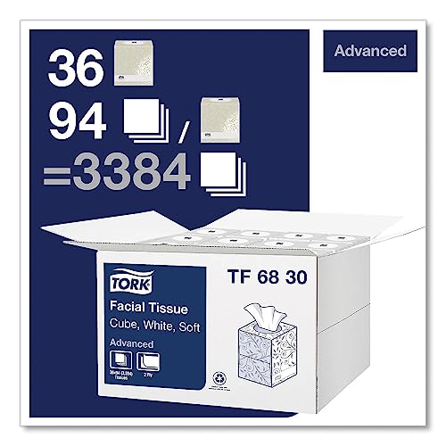 Tork Advanced Facial Tissue Flat/Cube Box White, Soft