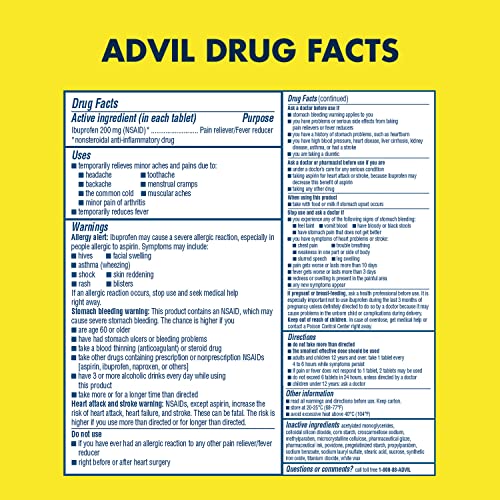 [300 Count] Advil Pain Reliever and Fever Reducer, Ibuprofen 200mg for Pain Relief