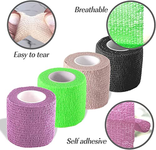 Self Adhesive Bandage Wrap, 2 inches x 5 Yards, 6 Pack, Self Adhering Bandage Wrap