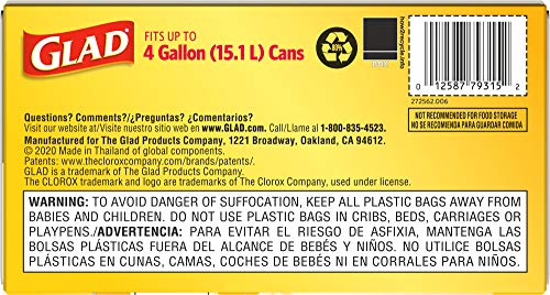 Glad Trash Bags, Small Garbage Bags, 4 Gallon Lemon Fresh Scent - 34 / 80 Ct