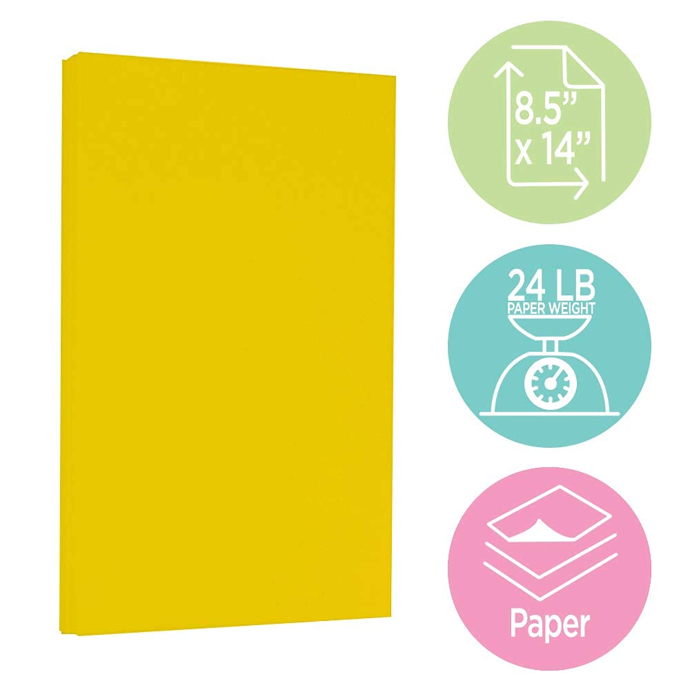 JAM PAPER Legal Colored 24lb Paper - 8.5 x 14 - Recycled - 100 Sheets/Pack