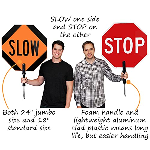 [2 PCS] STOP & SLOW Double Sided Signs