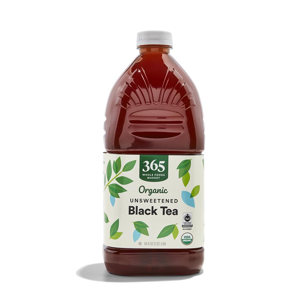 [1 Bottle] Organic Unsweetened Black Tea, 64 Fl Oz