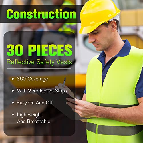 [15 / 30 / 40 / 50 /80 Packs] High Visibility Safety Vest Bulk Reflective Mesh Security Vest