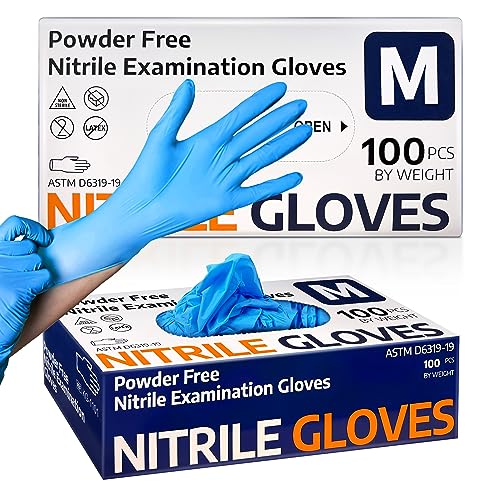 [100 PCS] Nitrile Exam Glove, 3.5 mil Disposable Medical Gloves Powder-Free Latex-Free