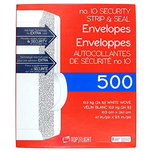 [500 Pack] Top Flight PSTF10NWT #10 Envelopes, 24 lb
