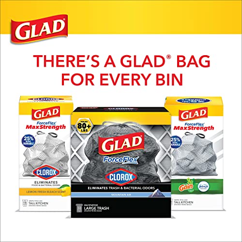 Glad Large Drawstring Trash Bags, ForceFlex 30 Gallon Black Trash Bags, 25/50/68 Count