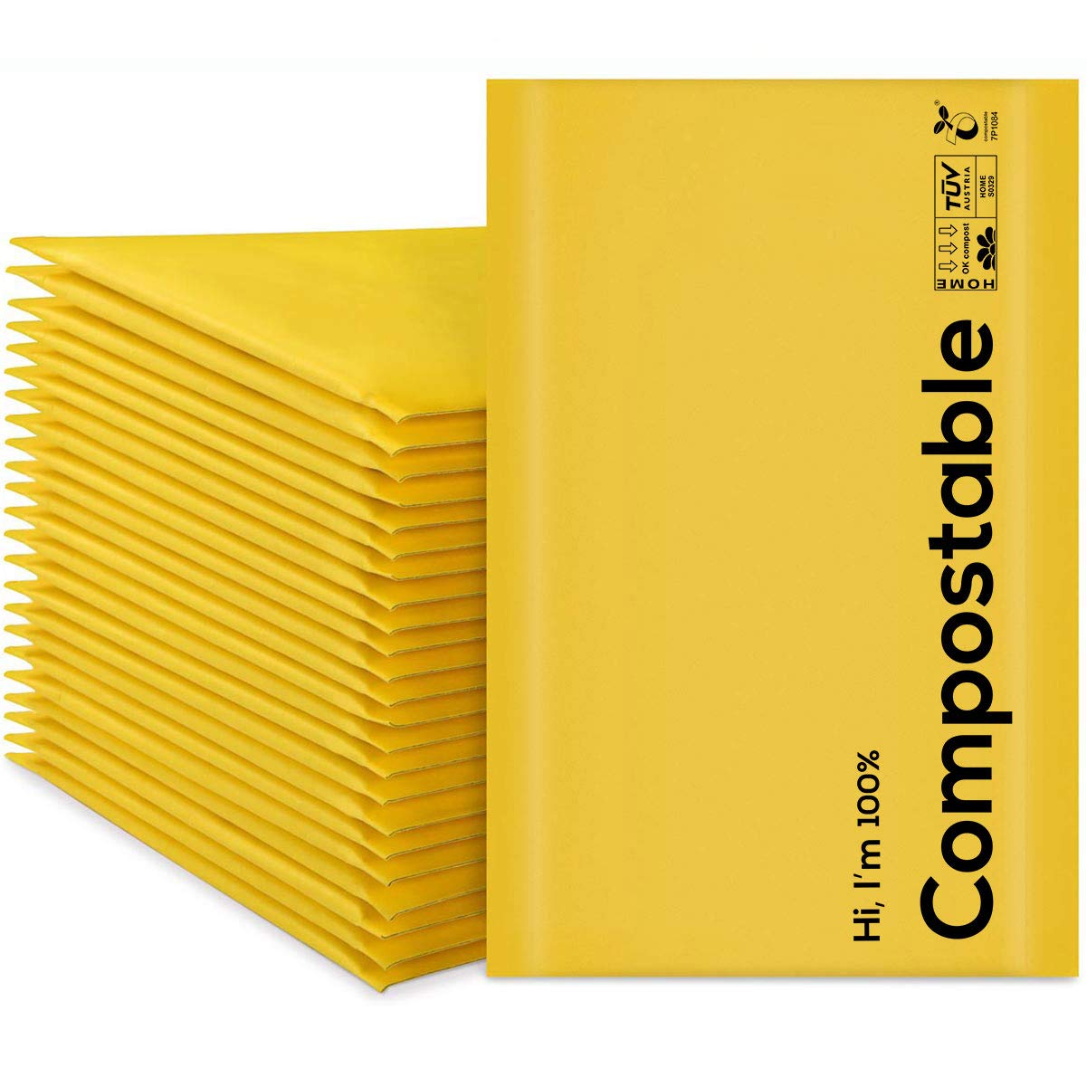 [25 Pack] #5, 10.5x16 100% Biodegradable Bubble Mailers