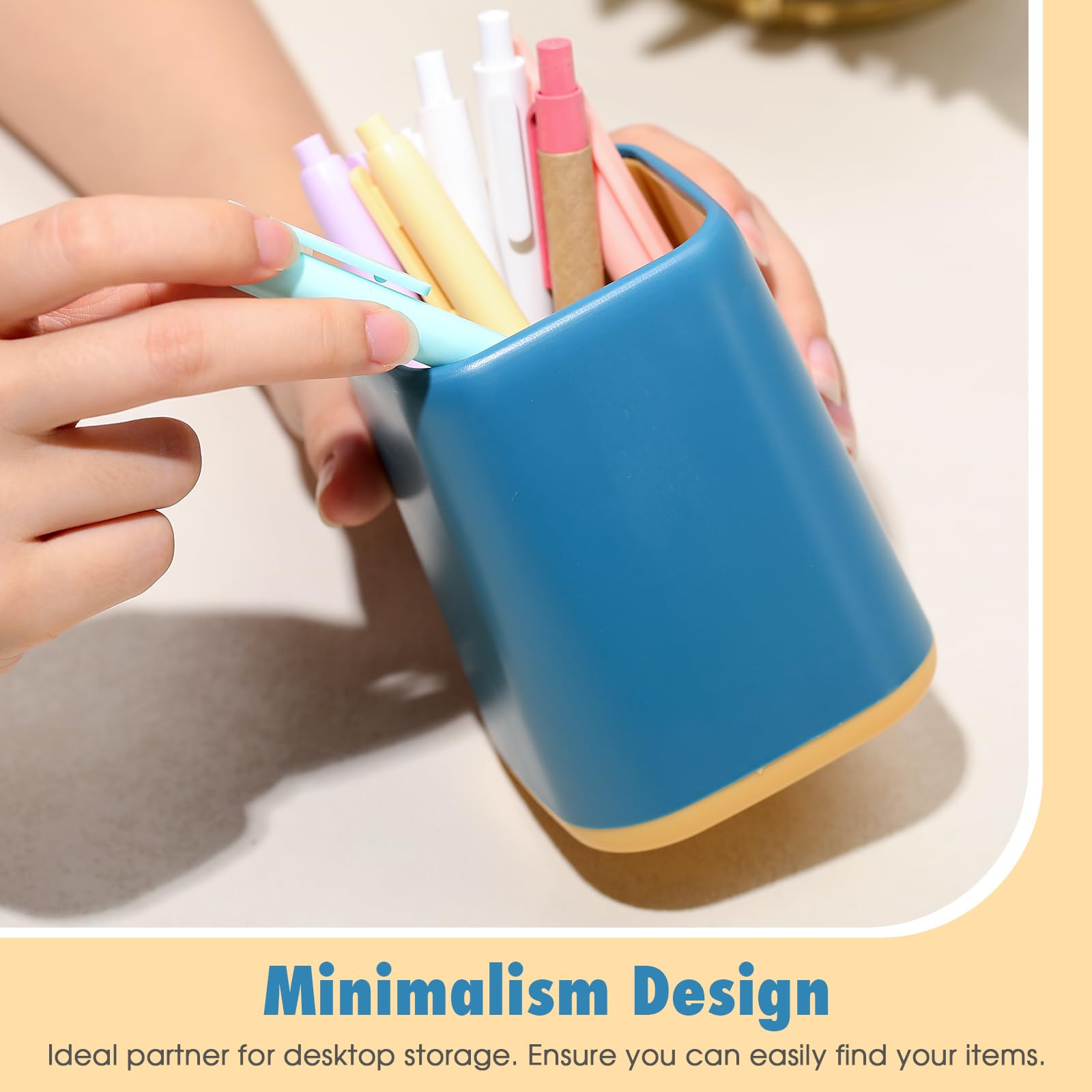 12 Pcs Pencil Holder for Desk, 4.1 x 2.95 x 2.75 Inch(White/Dark Blue/Light Green)