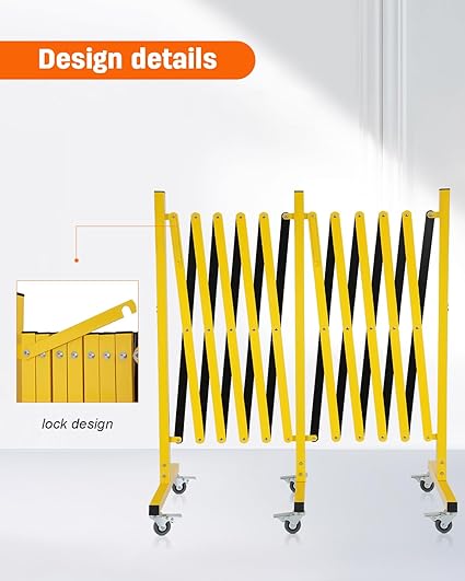 [1 PC] Industrial Expandable Metal Barricade with Wheels, Folding Security Gate