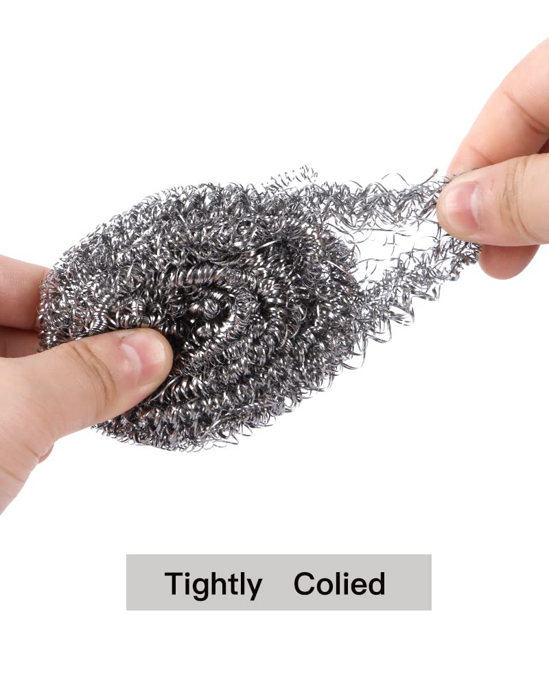 12Pcs Steel Wool Scrubber Pads for Cleaning Dishes, 12 Pack