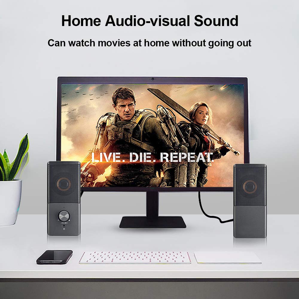 [1 Pair] Computer Speaker, Compact Size Speaker with Headphone Jack