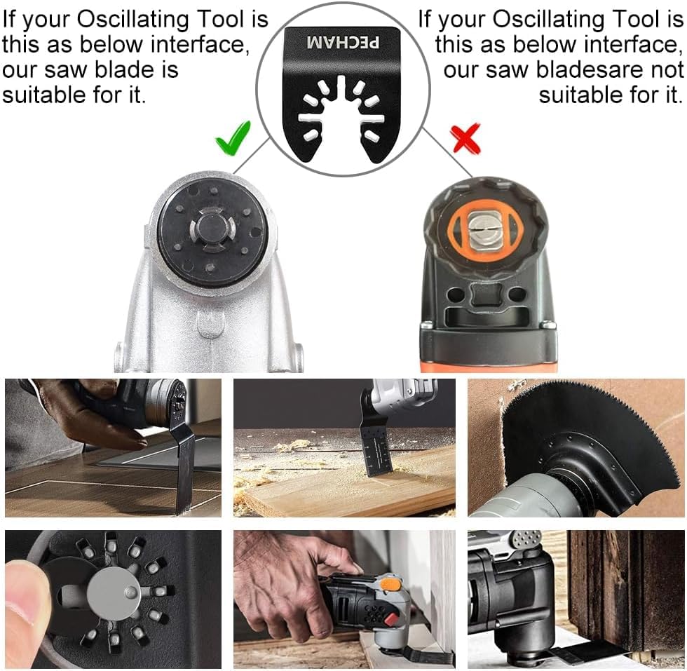 PECHAM 4 / 11/ 24 PCS Oscillating Multi Tool Saw Blades, Carbide Multitool Blades Heary Duty for Hard Material, Metal, Nails. Bolts. Screws (4)