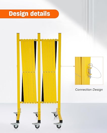 [1 PC] Industrial Expandable Metal Barricade with Wheels, Folding Security Gate