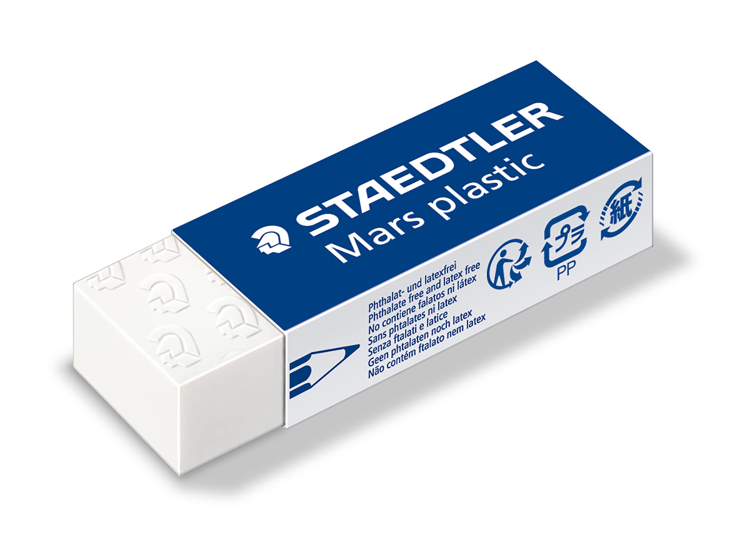 STAEDTLER Mars Plastic, White, Latex-free, Minimal Crumbling, 4 Pack (526 50 BK4)