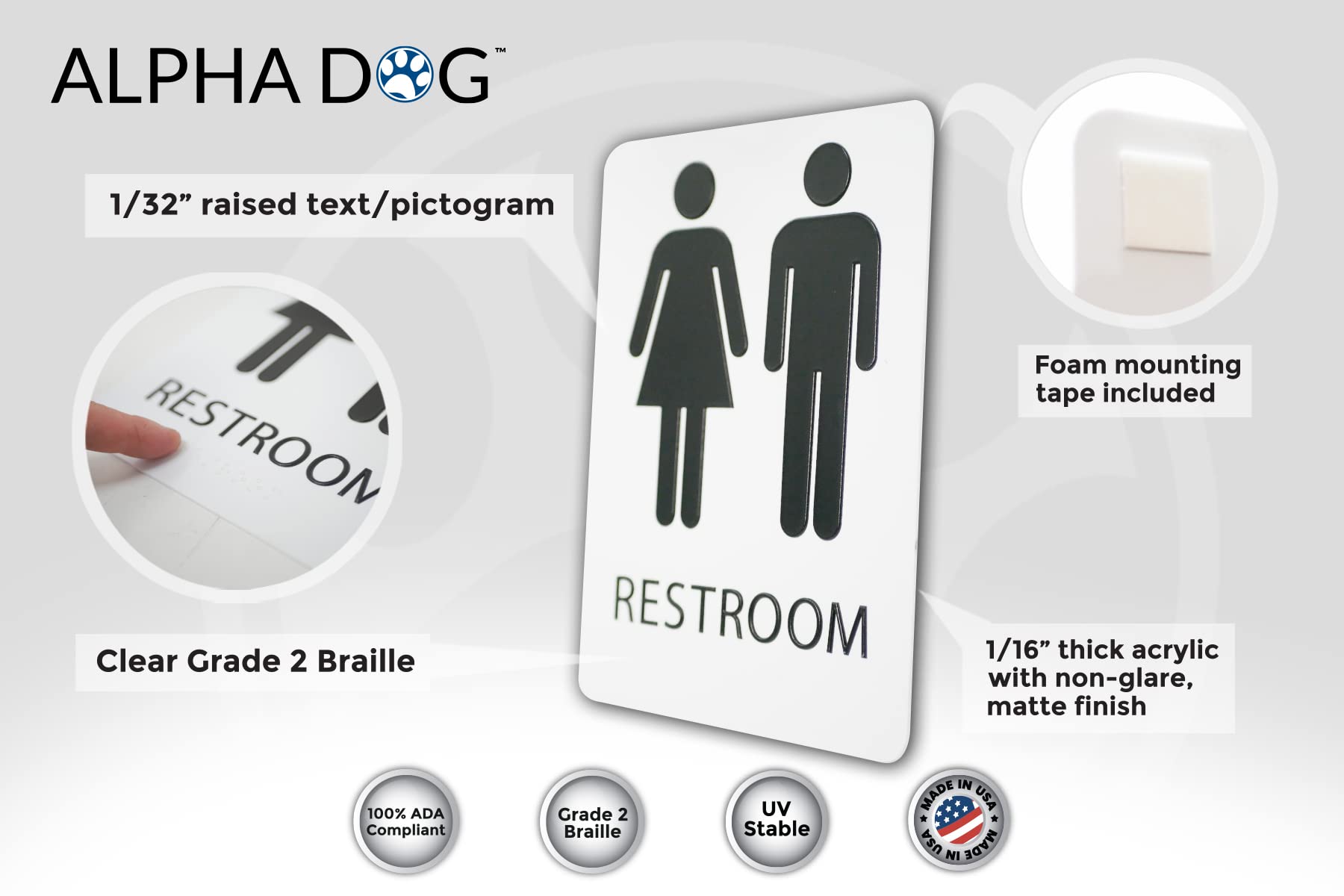 Unisex Bathroom Sign, 8x6 Inch