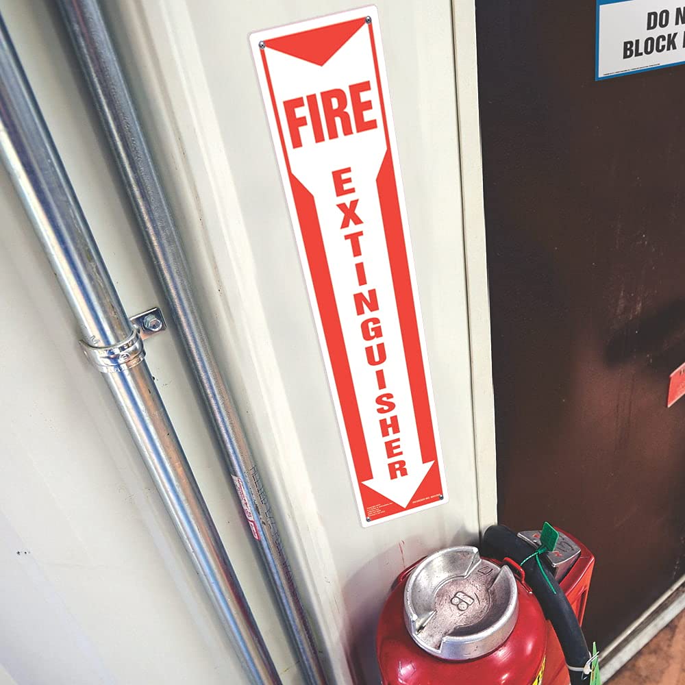 Fire Extinguisher Sign with Vertical Red & White Down Arrow 5-pk
