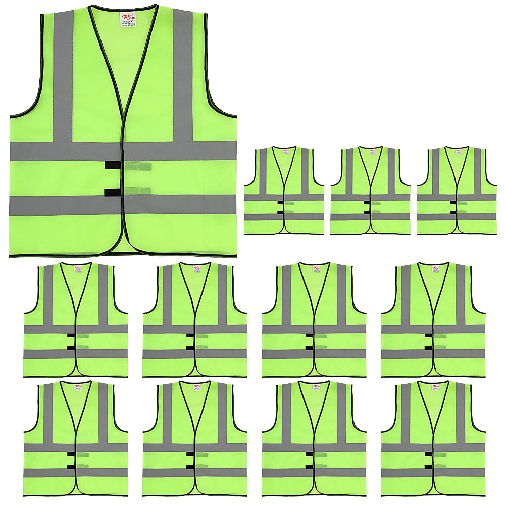 [12 Packs] Normal Visibility Safety Vests, Adjustable Size, Thin & Lightweight Fabric