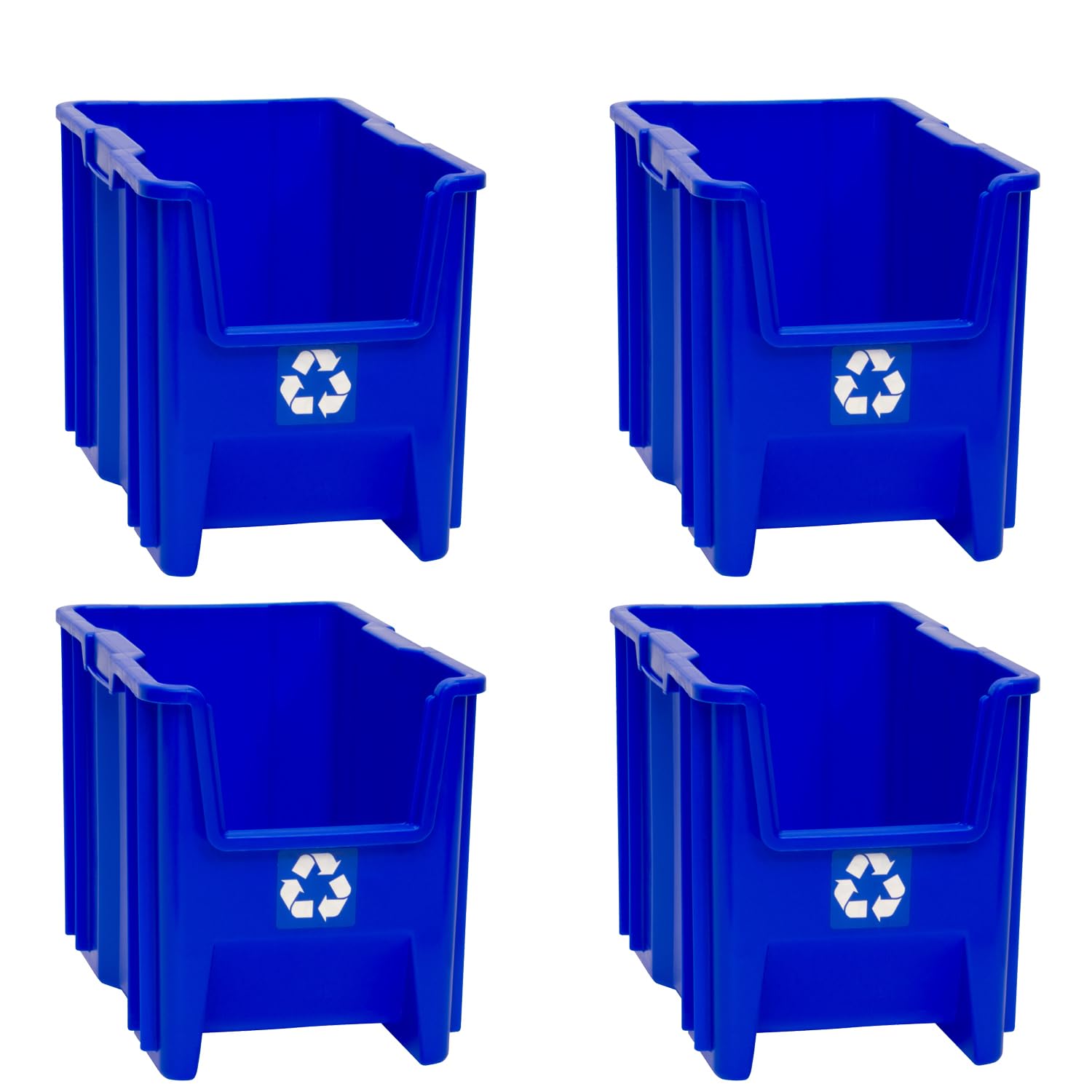 ReadySpace Commercial Stackable Open-Front Recycling Bin Box Containers, 7/12.5 Gallon, 3 Pack / 4 Pack