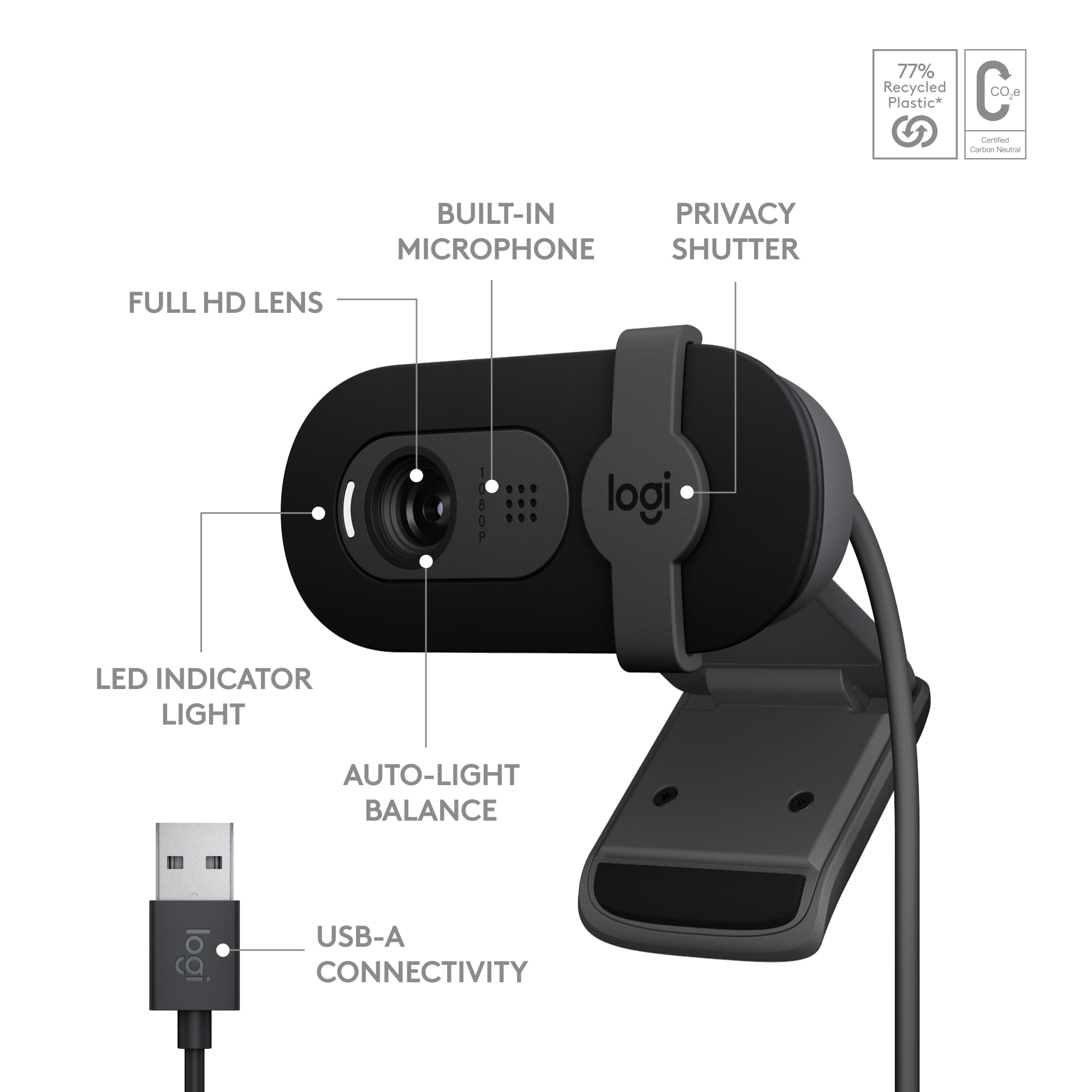 [1 PC] HD Webcam, 720p / 1080p, Widescreen with Mic, Video Calling