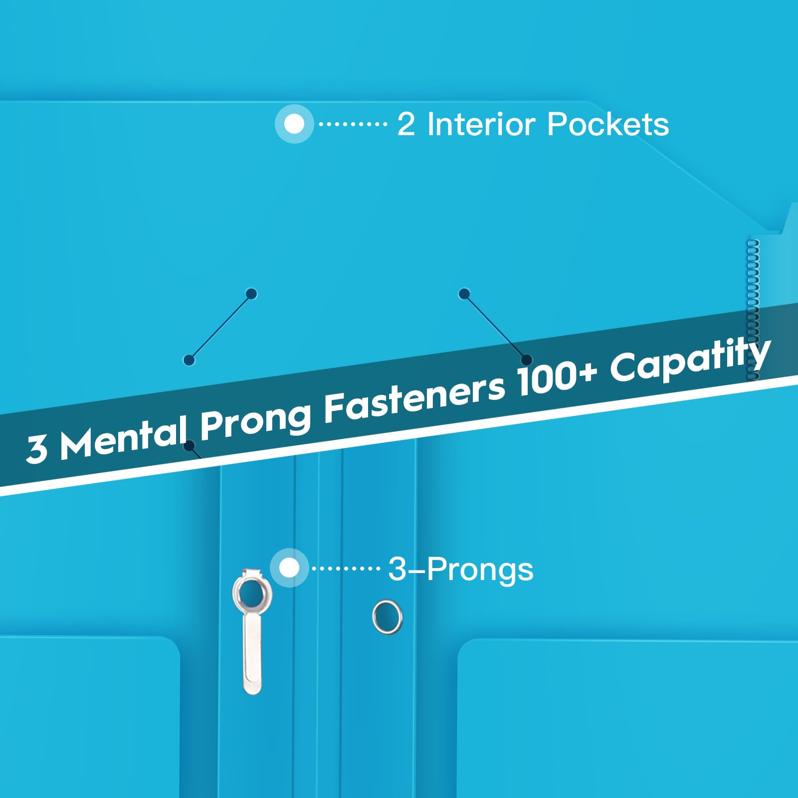 [6 & 60 Pack] ViVin Heavy Duty Folders with Clear Front Pocket, Plastic Folder with fastener